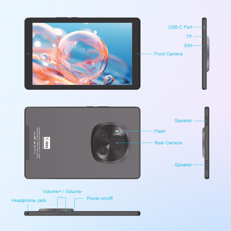 C Idea Android Tablet IPS Screen جهاز كمبيوتر لوحي ذكي مع سيم لطلاب التعليم CM935 الأسود