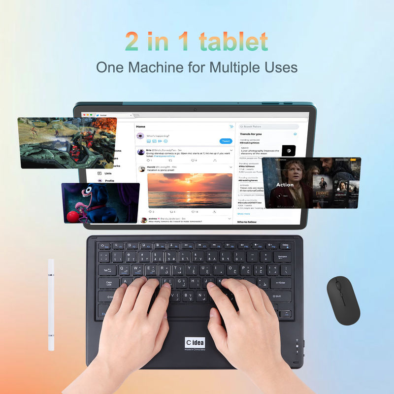 C Idea Tablet 14 Inch بطارية كبيرة جهاز كمبيوتر لوحي ذكي مع لوحة مفاتيح وفأرة CM14000 بالإضافة إلى الأزرق