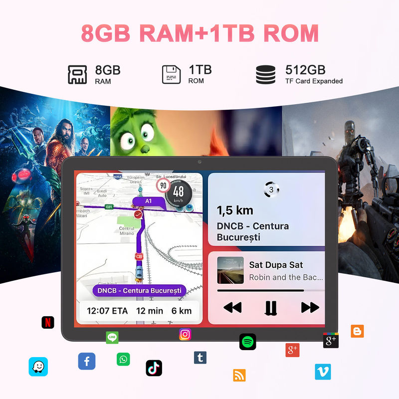 C Idea 10.1 بوصة 5G Tablet مع دعم سيم لوحة مفاتيح تعليمية Android Tablet Pc M8300 Plus الأسود