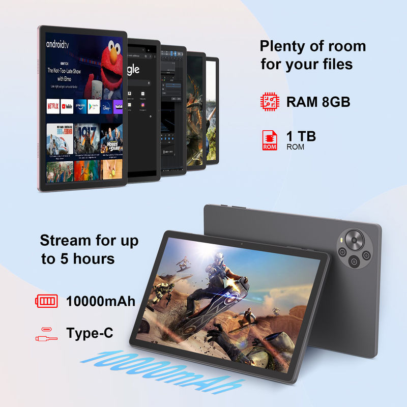 جهاز لوحي C Idea مقاس 10.5 بوصة بشاشة 2K أحدث جهاز لوحي يعمل بنظام Android للطلاب Cm10500 Plus رمادي
