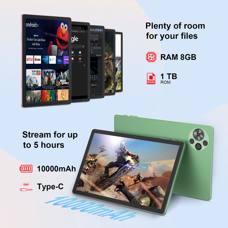 C Idea أحدث 10.36 بوصة أندرويد 14 جهاز كمبيوتر لوحي 2k شاشة لمسة جهاز كمبيوتر لوحي مع SIM CM10500 زائد أخضر
