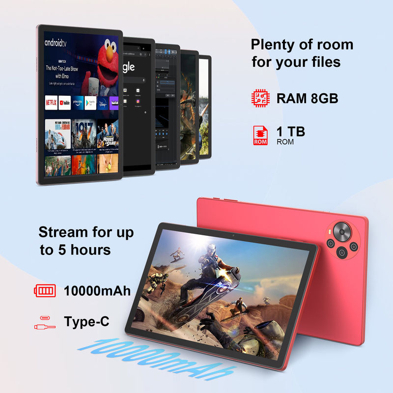 C Idea Android 14 Tablet جهاز لوحة تعليمية بشاشة 2k للطلاب مع لوحة مفاتيح وفأرة CM10500 Plus Red