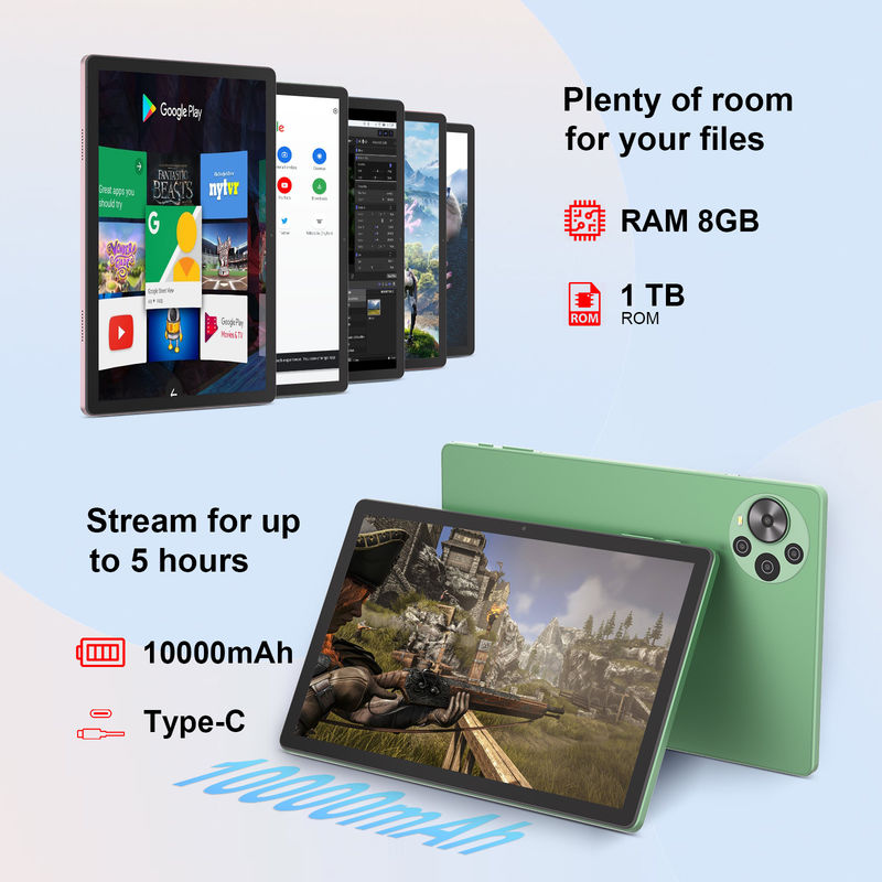 أحدث جهاز لوحي يعمل بنظام أندرويد بشاشة لمس مقاس 10.5 بوصة من C Idea مع شريحتي SIM CM10500 Plus أخضر