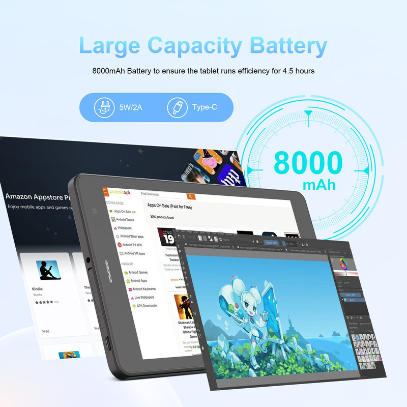 جهاز لوحي C Idea 5G WiFi للطلاب مع دعم شريحة SIM، جهاز لوحي 8 بوصة CM817Pro max