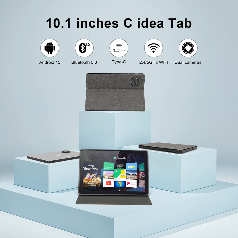 جهاز لوحي C Idea 10.1 بوصة يعمل بنظام Android 15، ذاكرة وصول عشوائي (RAM) سعة 8 جيجابايت، وذاكرة تخزين داخلية (ROM) سعة 1 تيرابايت، موديل CM8800plus، أسود
