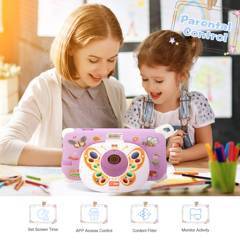 جهاز لوحي للأطفال C Idea Android 15، ذاكرة 8+256 جيجابايت، جهاز تعليمي للأطفال، Kidspad مع تطبيق CM86 سهل الاستخدام، بنفسجي