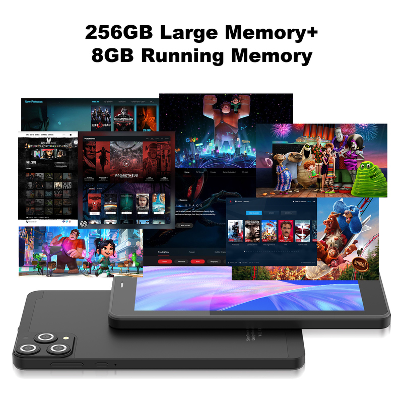 C idea 7 بوصة جهاز لوحي واي فاي مع غلاف 8 + 256GB تخزين Quad Core معالج 600x1024 IPS شاشة لمس CM516 سوداء