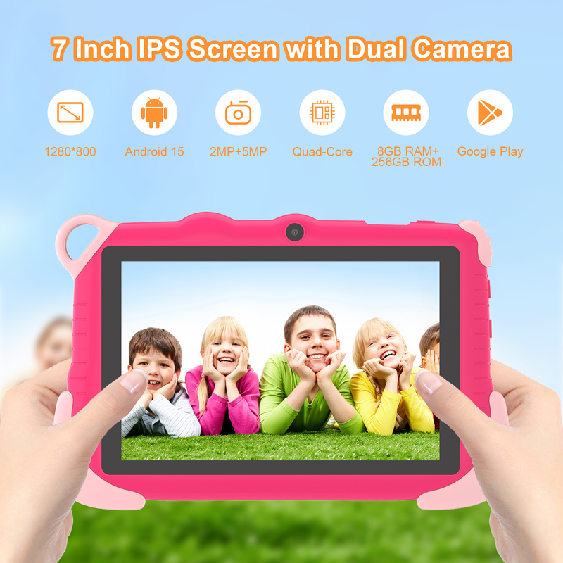 جهاز لوحي ذكي تعليمي يعمل بنظام أندرويد مقاس 7 بوصات من سي آيديا للطلاب CM78 وردي