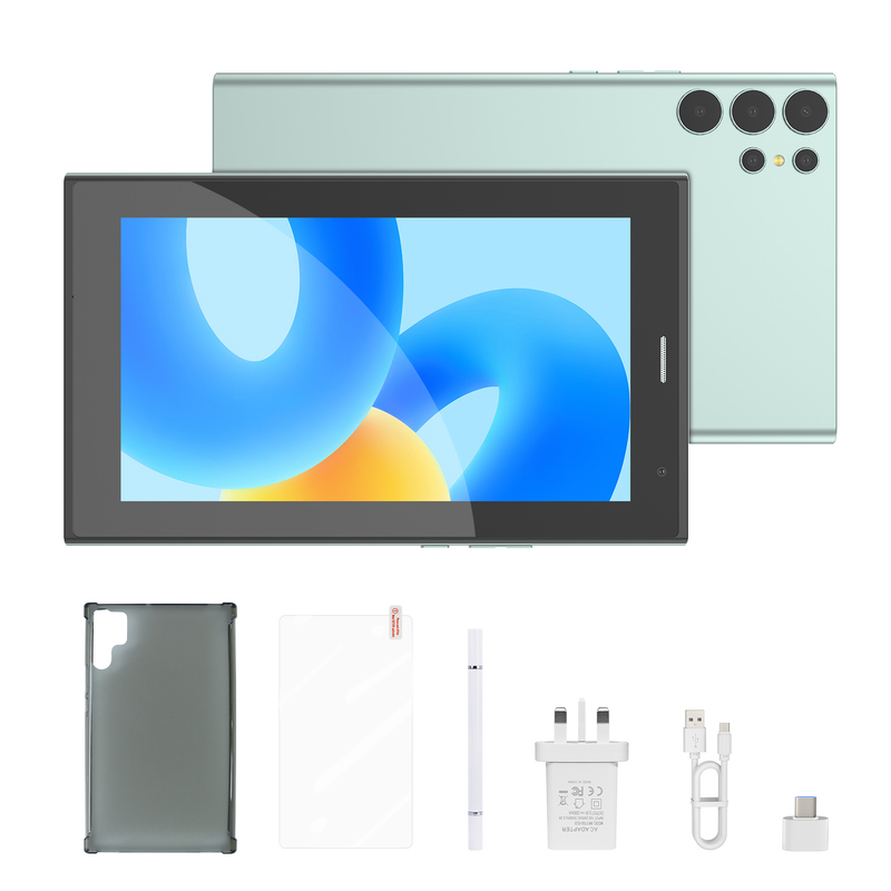 جهاز لوحي C idea مقاس 7 بوصات يعمل بالواي فاي مع حافظة، سعة تخزين 8+256 جيجابايت، معالج رباعي النواة، شاشة لمس IPS بدقة 600x1024، CM524 أخضر