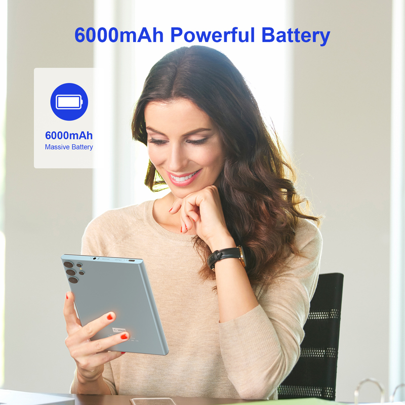 جهاز لوحي C idea مقاس 7 بوصات يعمل بالواي فاي مع حافظة، ذاكرة تخزين 8+256 جيجابايت، معالج رباعي النواة، شاشة لمس IPS 600x1024، CM524 أزرق