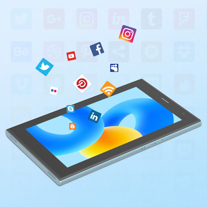 جهاز لوحي C idea مقاس 7 بوصات يعمل بالواي فاي مع حافظة، ذاكرة تخزين 8+256 جيجابايت، معالج رباعي النواة، شاشة لمس IPS 600x1024، CM524 أزرق