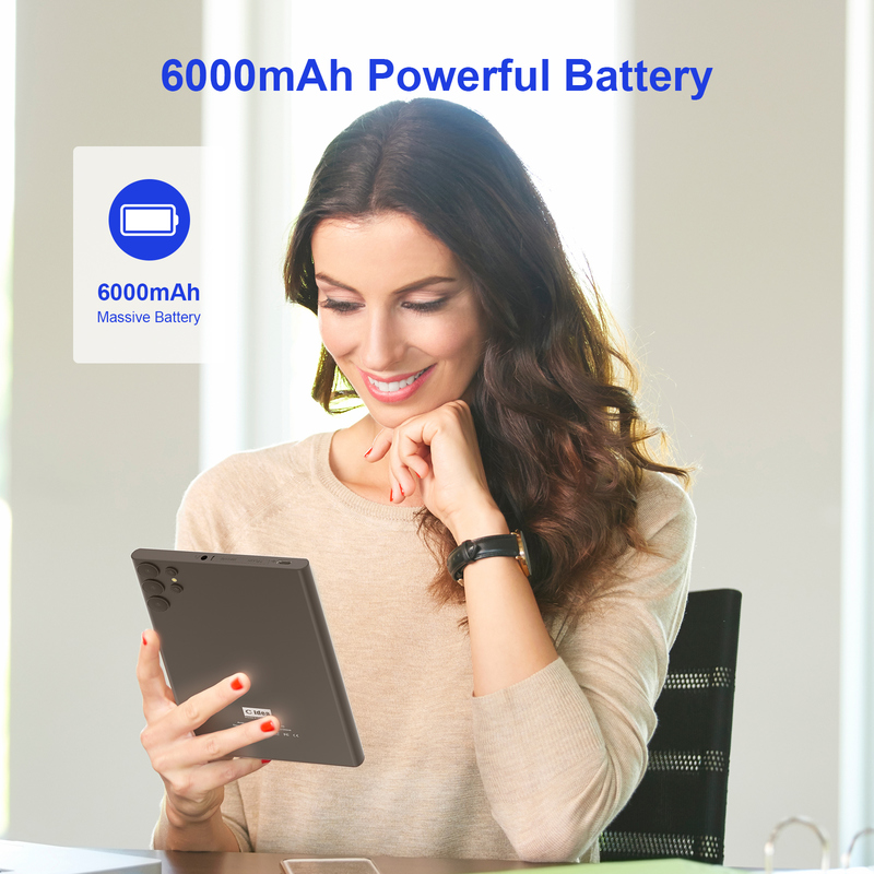 جهاز لوحي C idea مقاس 7 بوصة يعمل بالواي فاي مع حافظة، ذاكرة تخزين 8+256 جيجابايت، معالج رباعي النواة، شاشة لمس IPS 600x1024، CM524 أسود