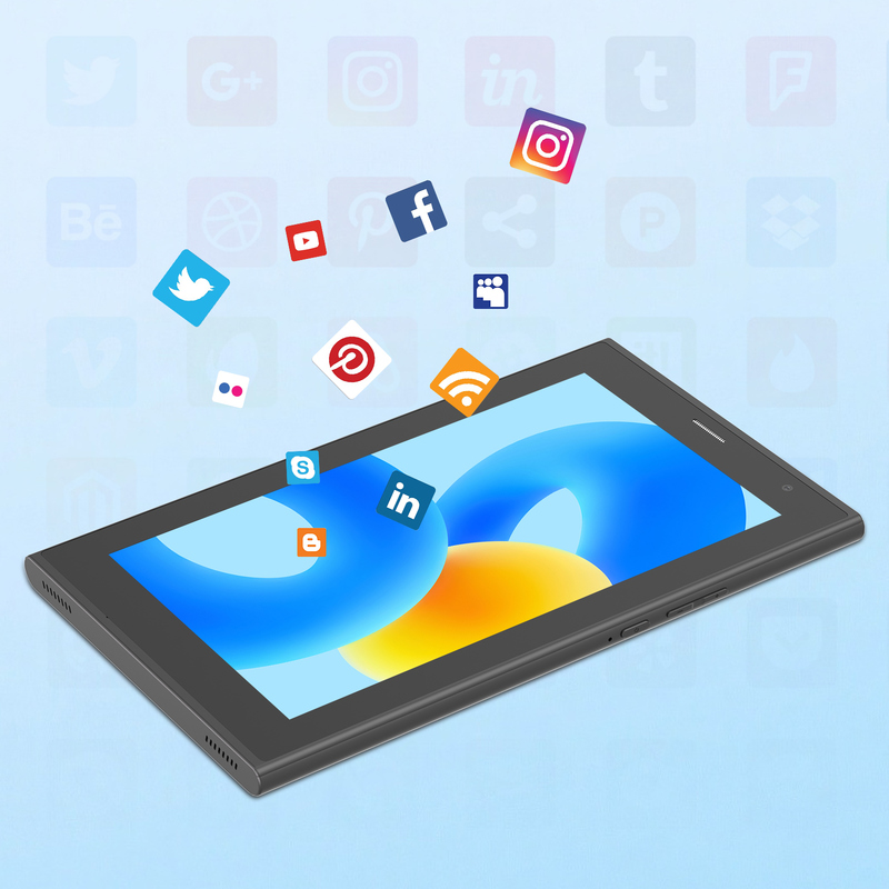 جهاز لوحي C idea مقاس 7 بوصة يعمل بالواي فاي مع حافظة، ذاكرة تخزين 8+256 جيجابايت، معالج رباعي النواة، شاشة لمس IPS 600x1024، CM524 أسود