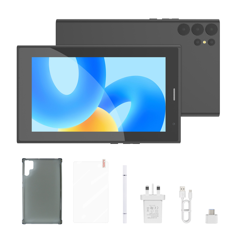 جهاز لوحي C idea مقاس 7 بوصة يعمل بالواي فاي مع حافظة، ذاكرة تخزين 8+256 جيجابايت، معالج رباعي النواة، شاشة لمس IPS 600x1024، CM524 أسود