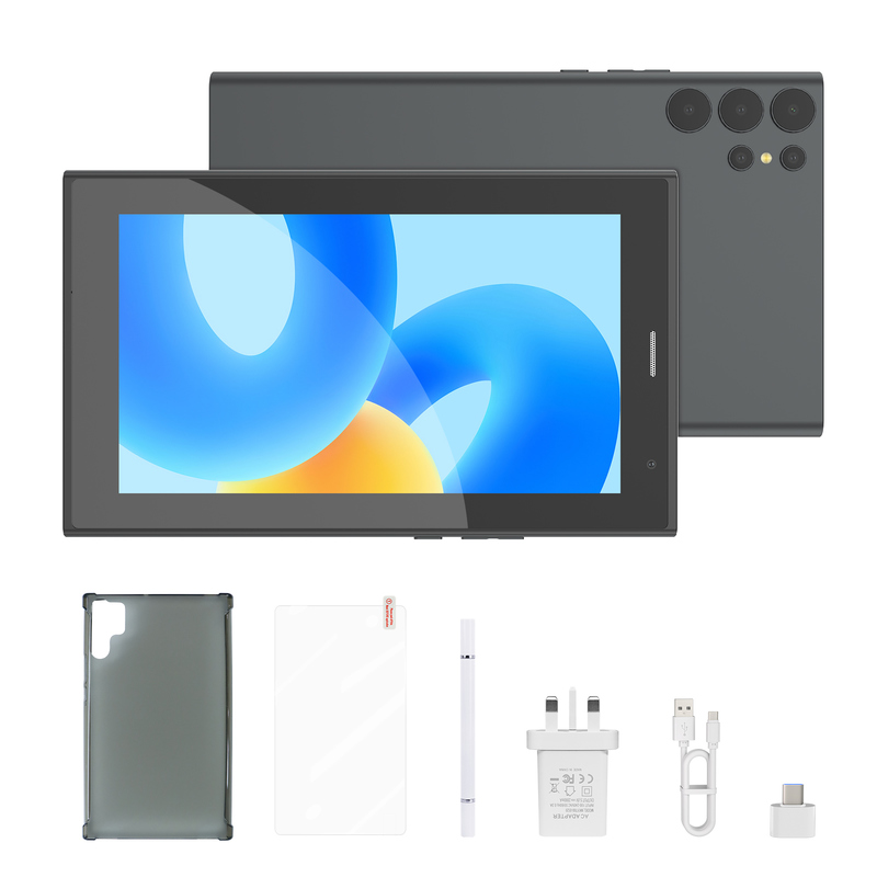 جهاز لوحي C idea مقاس 7 بوصة يعمل بالواي فاي مع حافظة، ذاكرة تخزين 8+256 جيجابايت، معالج رباعي النواة، شاشة لمس IPS 600x1024، CM524 رمادي