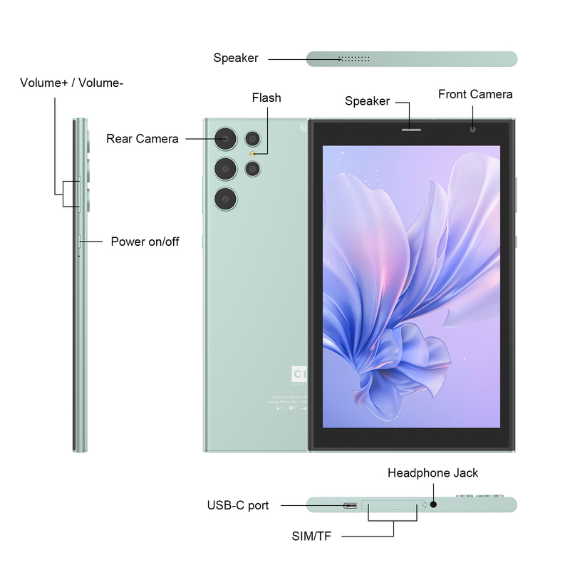 جهاز لوحي C idea مقاس 8 بوصة يعمل بتقنية Wi-Fi مع ذاكرة تخزين 8+512 جيجابايت ومعالج رباعي النواة وشاشة لمس IPS بدقة 800x1280 باللون الأخضر CM824