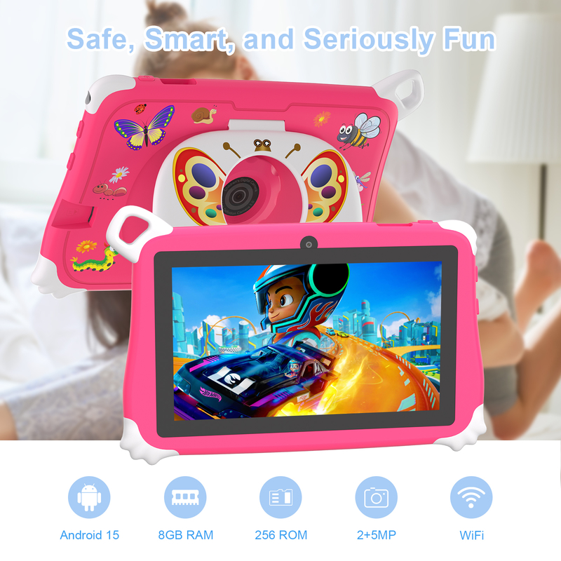 C Idea أندرويد 15 أجهزة الكمبيوتر اللوحية للأطفال 8+256GB أجهزة الكمبيوتر اللوحية التعليمية Kidspad مع APP ودية CM86 وردي