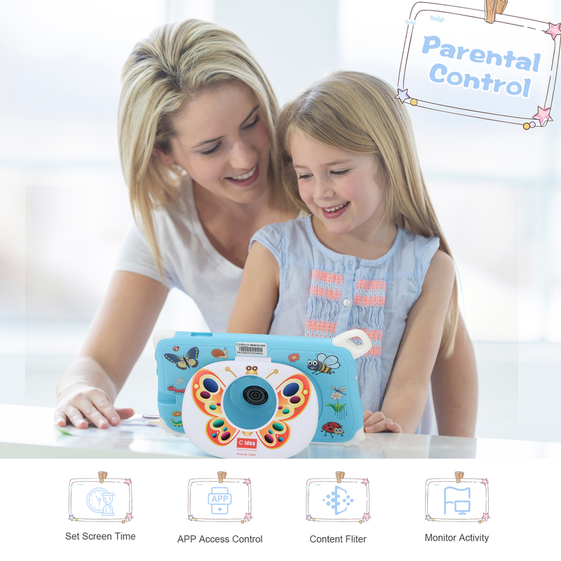 جهاز لوحي للأطفال C Idea Android 15، ذاكرة 8+256 جيجابايت، جهاز تعليمي للأطفال، Kidspad مع تطبيق CM86 باللون الأزرق
