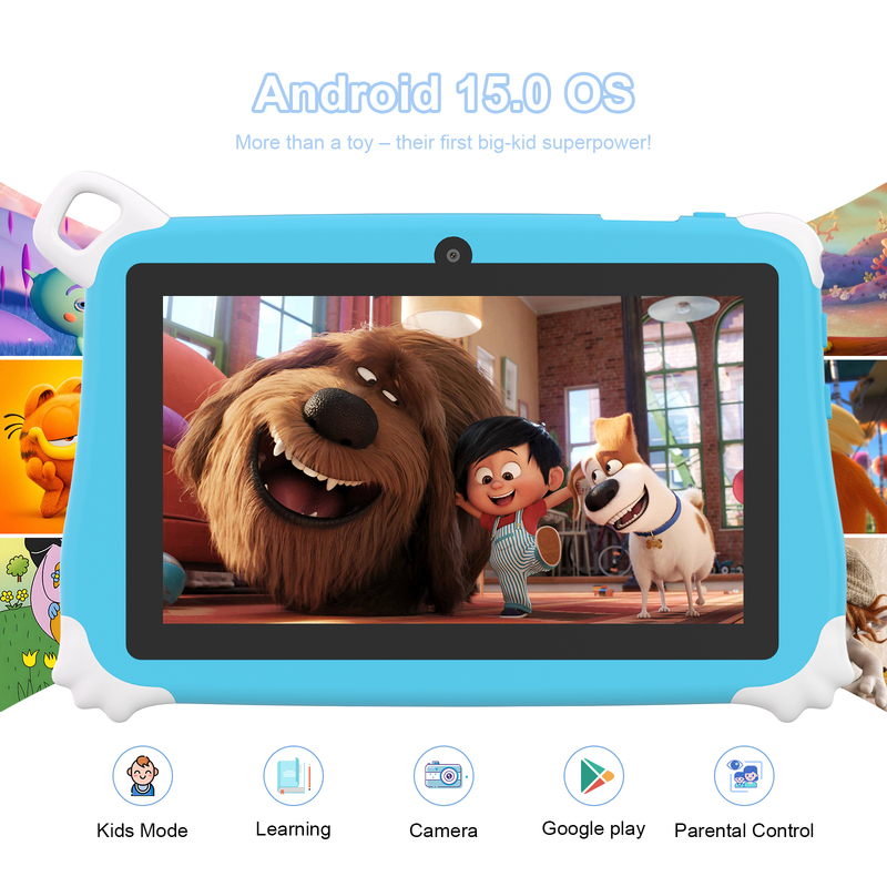 جهاز لوحي للأطفال C Idea Android 15، ذاكرة 8+256 جيجابايت، جهاز تعليمي للأطفال، Kidspad مع تطبيق CM86 باللون الأزرق
