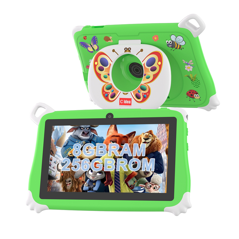 C Idea Android 15 Kids Tablet 8+256GB الجهاز اللوحي التعليمي Kidspad مع Friendly APP CM86 أخضر