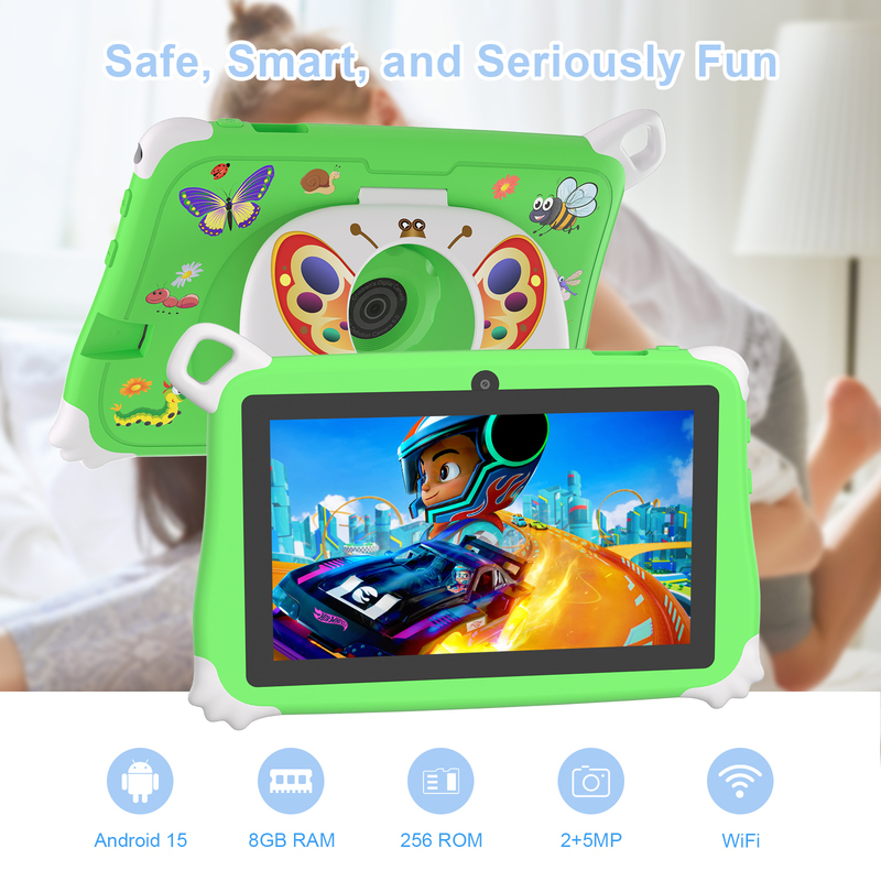 C Idea Android 15 Kids Tablet 8+256GB الجهاز اللوحي التعليمي Kidspad مع Friendly APP CM86 أخضر