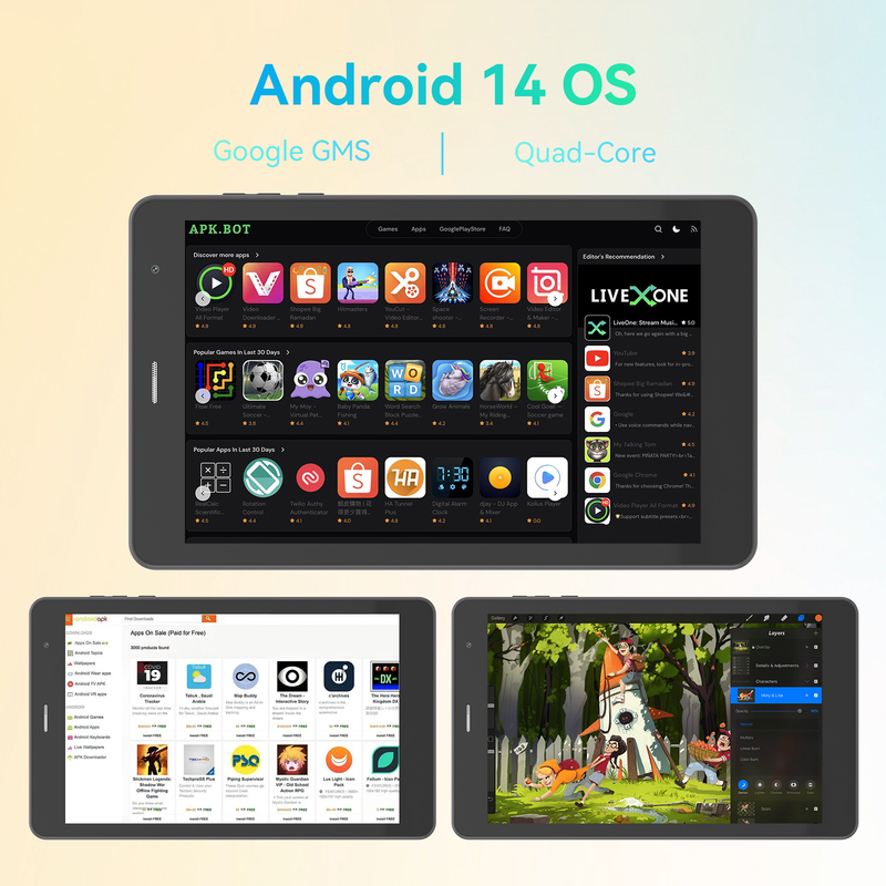 جهاز لوحي C idea Youth مقاس 8 بوصة يعمل بنظام Android 15 مع شاشة ضوء أسود، واي فاي، 8 جيجابايت + 512 جيجابايت، 800 * 1280 IPS incell CM828