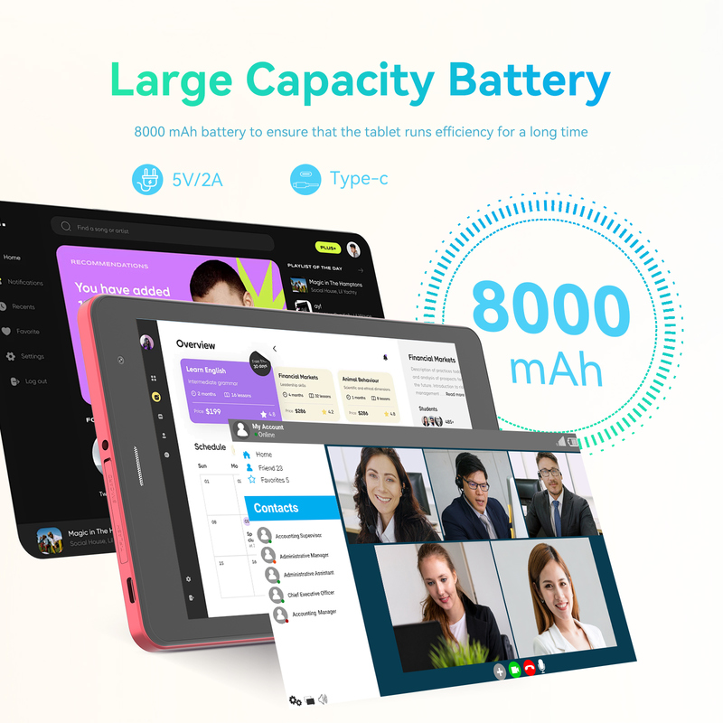 فكرة C شباب أحمر 8 بوصة جهاز لوحي أندرويد 15 مع فتحة بطاقة tf، واي فاي، 8GB + 512GB، 800 * 1280 IPS incell CM828