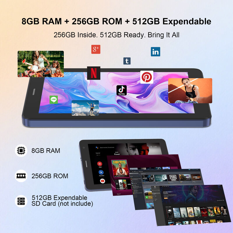 جهاز لوحي ذكي بنظام أندرويد C idea مقاس 7 بوصة 8+256 جيجابايت 8*CortexTm-A53 واي فاي تابلت بشاشة لمس عالية الدقة CM517 air