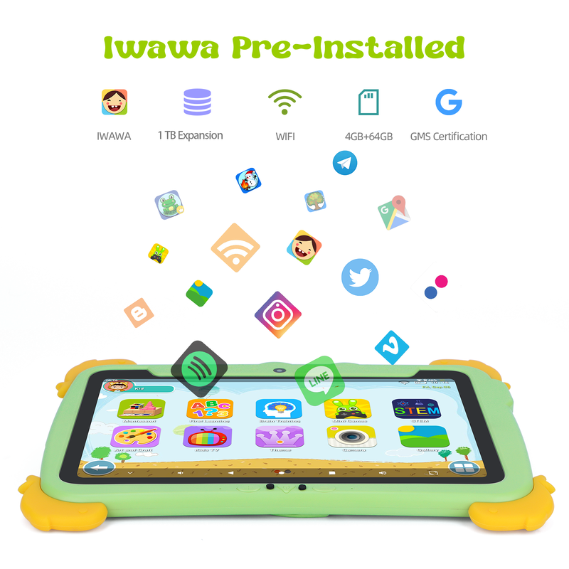 جهاز لوحي C Idea مقاس 10.1 بوصة يعمل بنظام Android، ذاكرة وصول عشوائي (RAM) 4 جيجابايت، ذاكرة قراءة فقط (ROM) 64 جيجابايت، جهاز لوحي للأطفال P1100