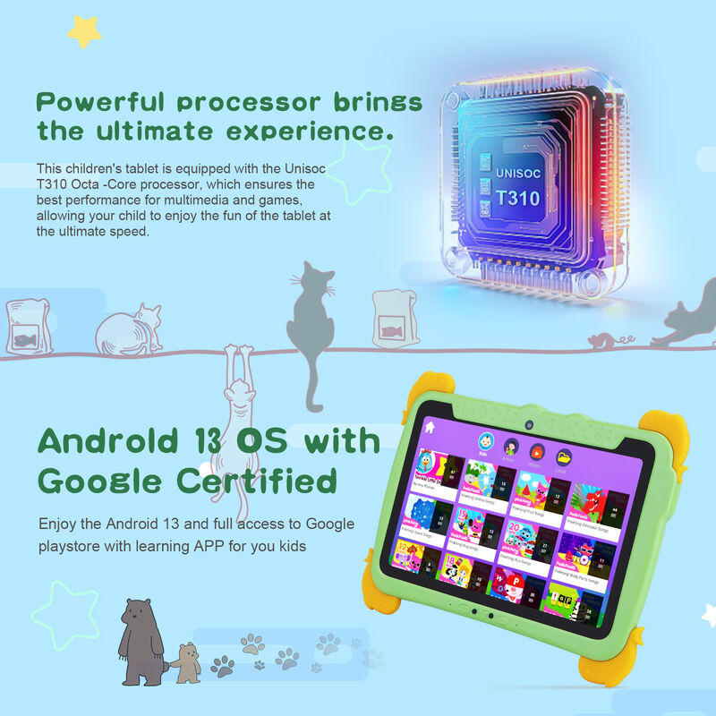C idea Kids Tab 10.1 بوصة Android 13 Tablet للطفل 4GB RAM 64GB ROM حماية العين الشاشة اللمسية للأطفال 3-8 سنوات