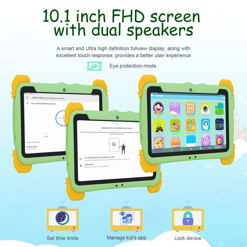 C idea Kids Tab 10.1 بوصة Android 13 Tablet للطفل 4GB RAM 64GB ROM حماية العين الشاشة اللمسية للأطفال 3-8 سنوات