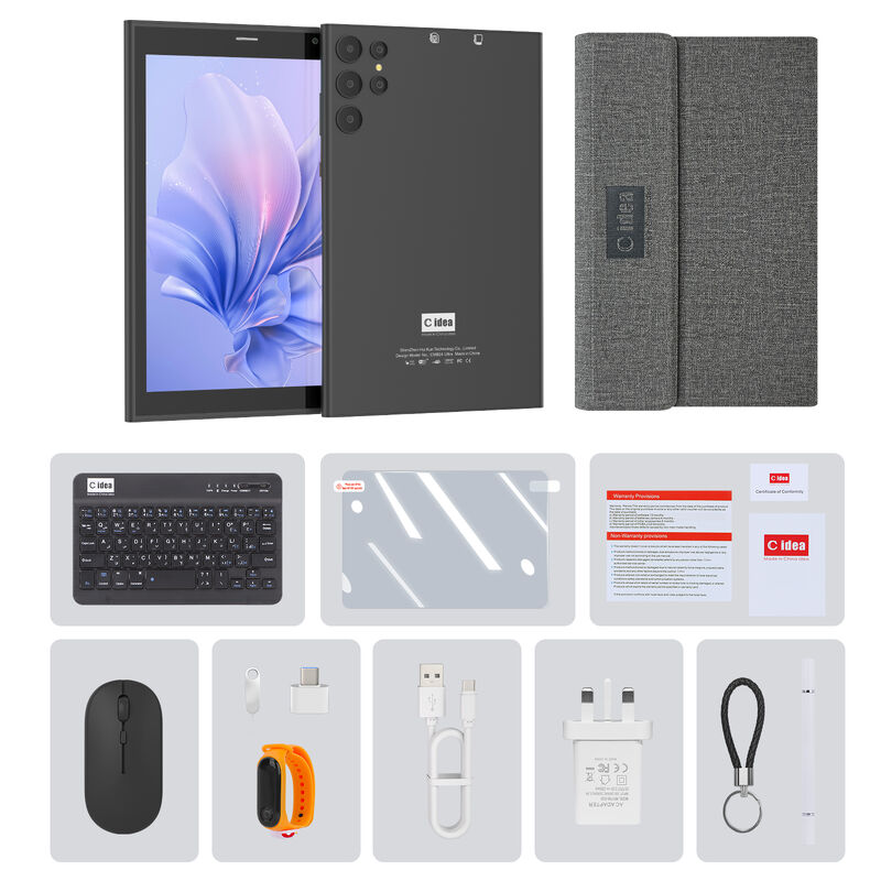 C Idea CM824 Ultra 8-Inch Android 16 Business Tablet رباعي النواة 8GB 512GB التخزين شاشة لمسة FHD الكاميرا المزدوجة الكاميرا اللوحية (أسود)