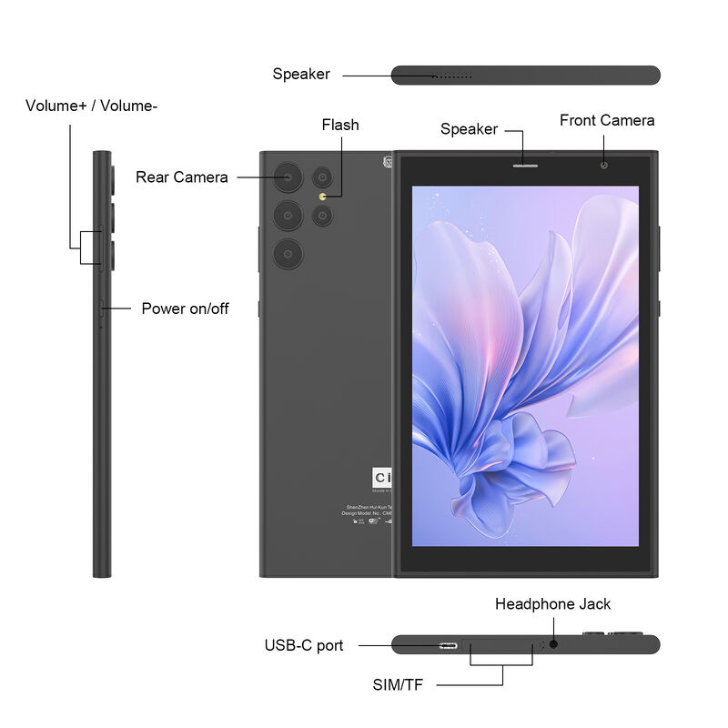 C Idea CM824 Ultra 8-Inch Android 16 Business Tablet رباعي النواة 8GB 512GB التخزين شاشة لمسة FHD الكاميرا المزدوجة الكاميرا اللوحية (أسود)